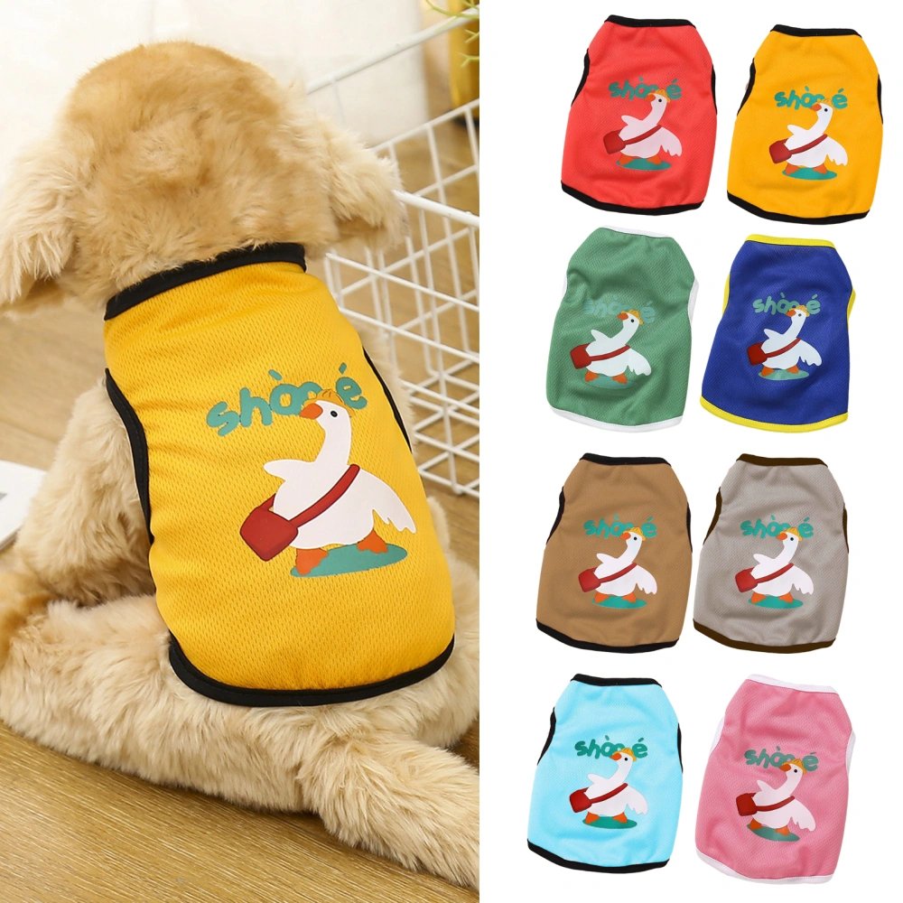 Pet T-shirt Round Neck Soft Breathable Cartoon Swan Print Cat Dog Sleeveless Top for Summer