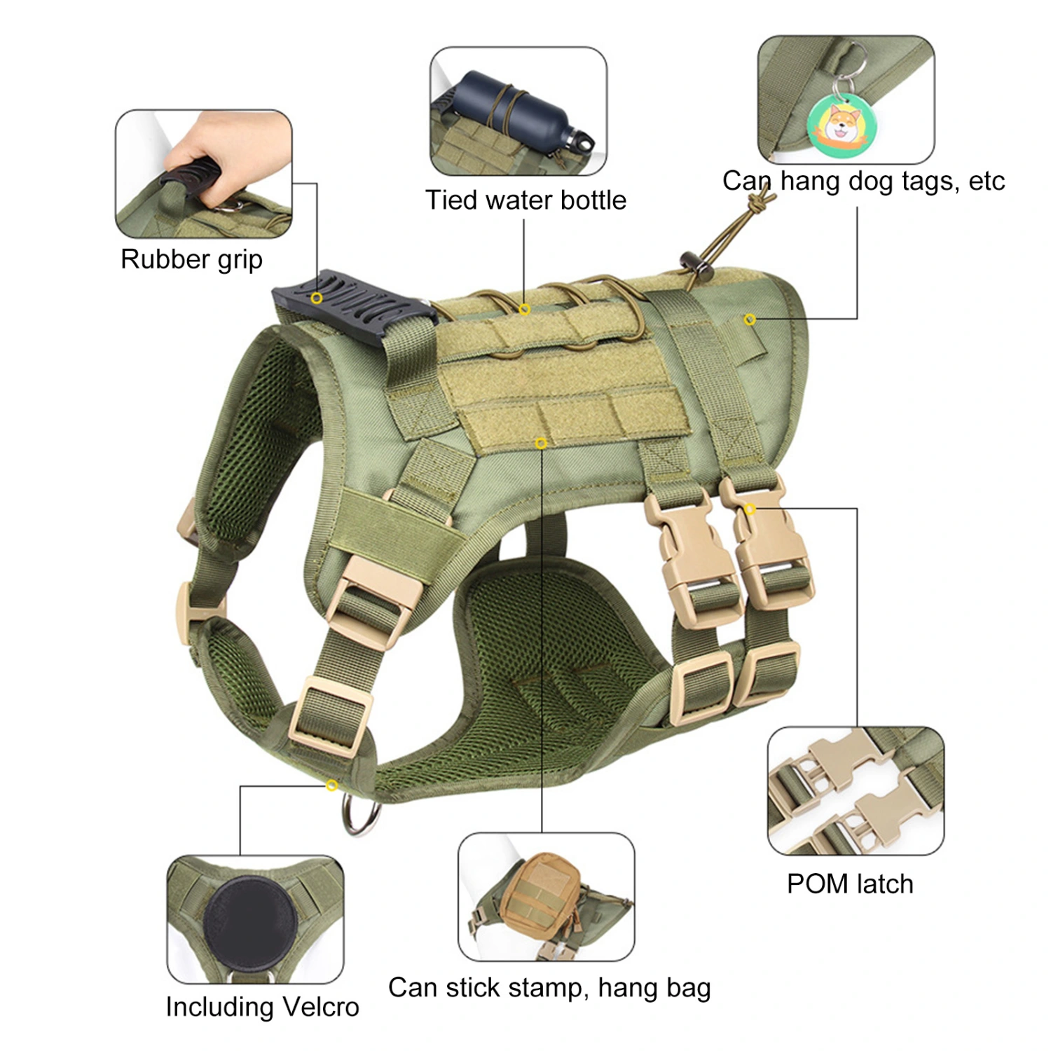 Dog Harness Inserting Buckle Adjustable Firmly Fixed Waterproof Explosion-proof Outing Traction Oxford Cloth Medium Large Pet Harness for Outdoor