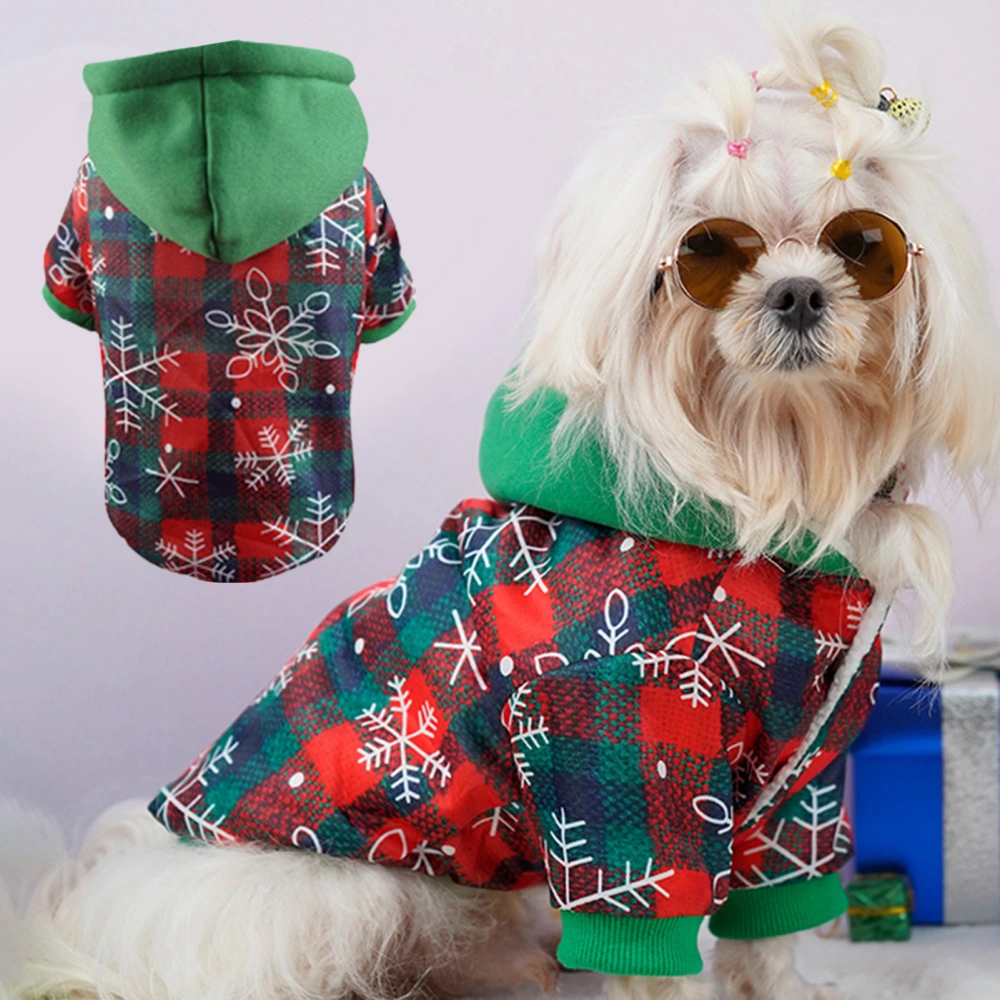 Pet Jacket Thread Hemming Hooded Soft Comfortable Thickened Keep Warm Polyester Christmas Elements Pet Shirt for Teddy