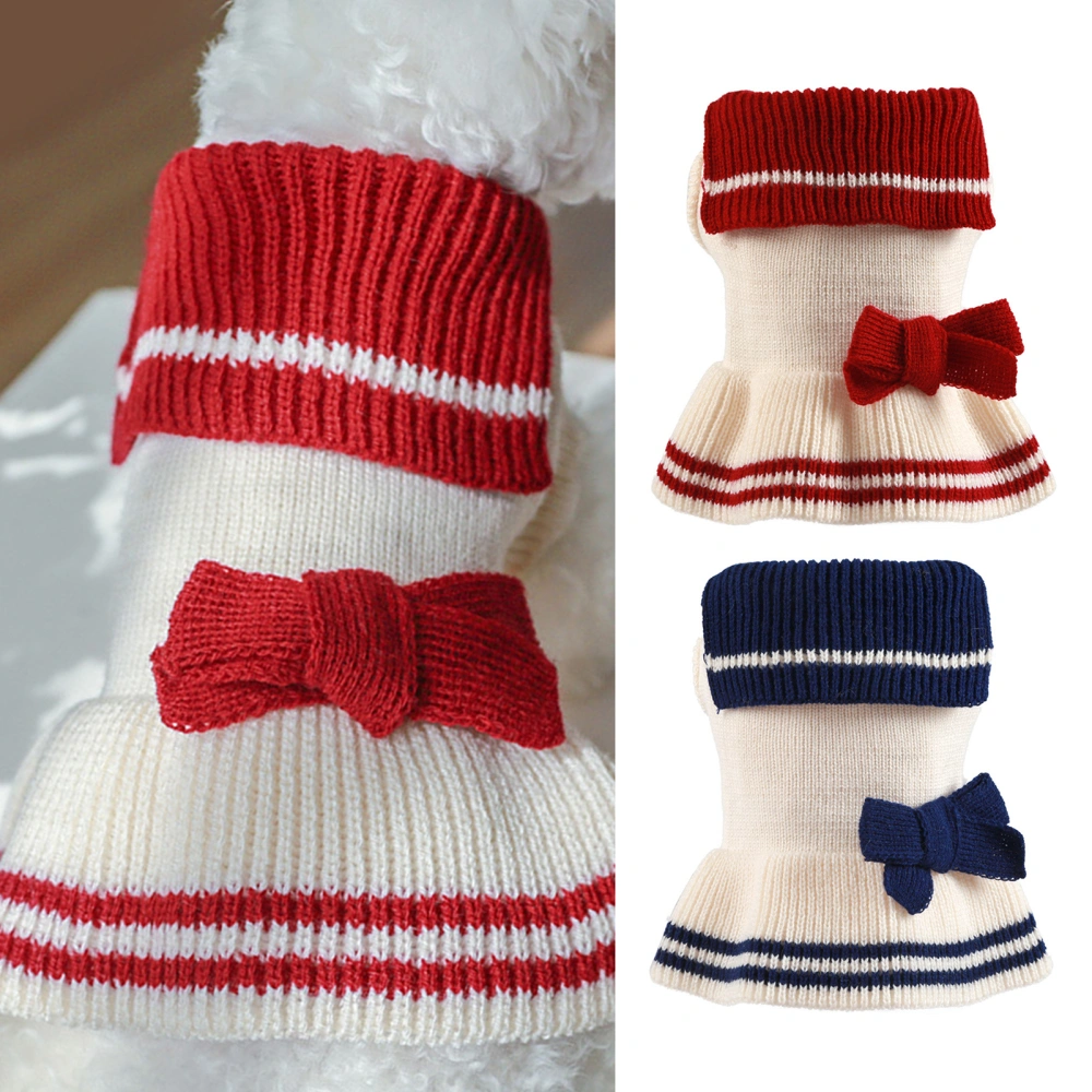 Pet Sweater Doll Collar Elastic Princess Style Comfortable Two-legged Keep Warm Acrylic Sweet Ladylike Dog Dress for Autumn