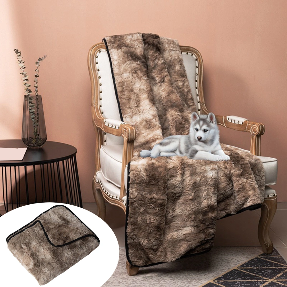 Pet Blanket Coffee Color Durable Hemming Soft Comfortable Washable Keep Warm Anti-slip Plush Texture Dog Blanket for Indoor