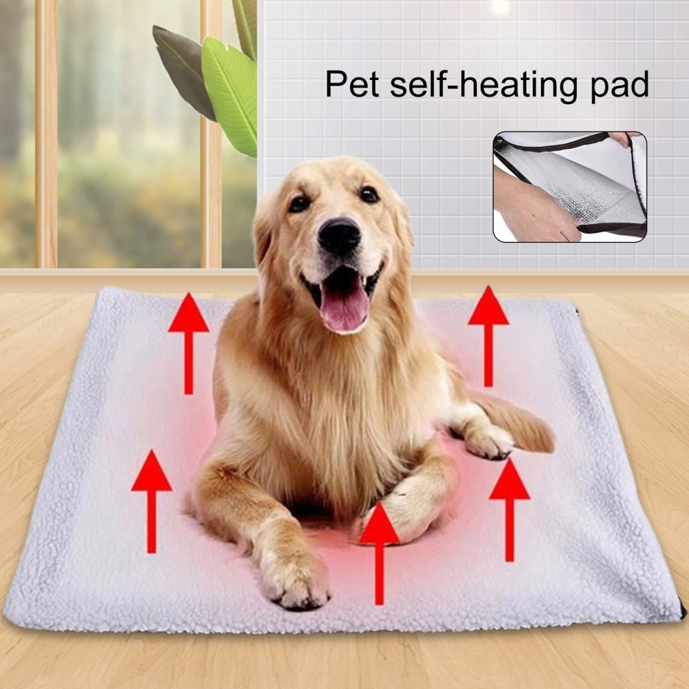 Pet Sleeping Blanket Super Soft No Battery Required Wear Resistant Tin Foil Design Non-Fading Keep Warm Cloth Non-Electric Dog Warming Pad Pet Sleeping Blanket Pet Supplies