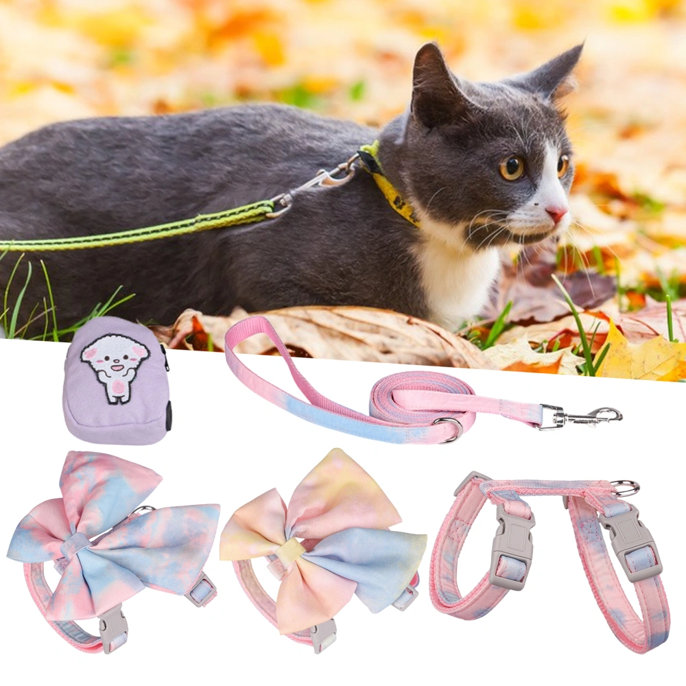 Pet Chest Strap Backpack Adjustable Detachable Dress-Up Breathable Bow Tie Decor Not Break Loose Lead Walking Running Training Leashes for Outdoor