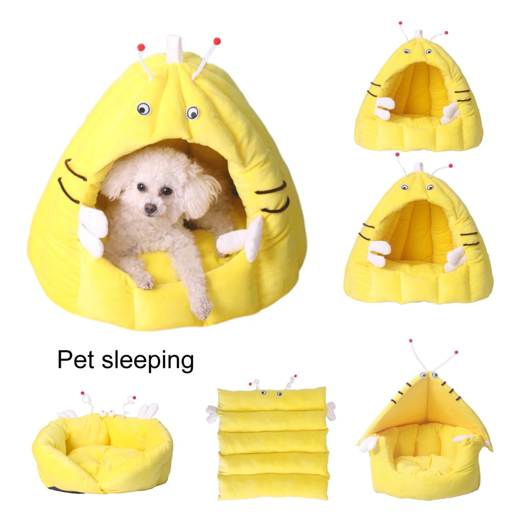 Cat Nest Soft Pet Sleeping Mat Comfortable Cartoon Bee Shaped Pet Bed Cushion for Home