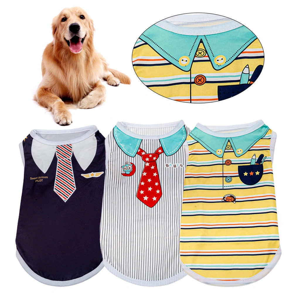 Pet Shirt Stripe Pattern Cartoon Printing Cotton Pet Dogs Cats T-shirt Clothes for Party 