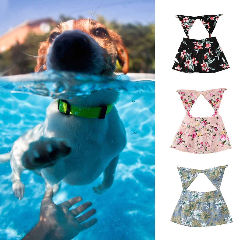 Pet Swimsuit Sling Floral Printing Sleeveless Dogs Bikini Beach Dressing Bathing Suit for Swimming Pool 