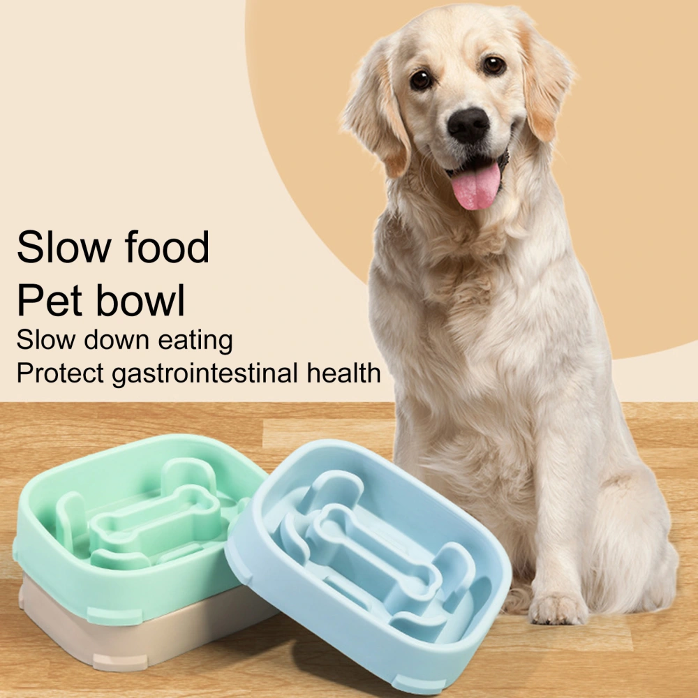 Cat Food Bowl Solid Color Easy to Clean Non-slip Bottom Anti-skid Reusable Prevent Choking Plastic Slow Food Dog Bowl for Indoor