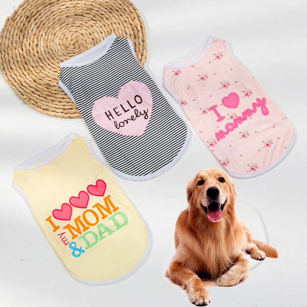 Pet Shirt Letters Pattern Heart Shape Stripe Lovely Pet Sweatshirt Costume for Home Wear 