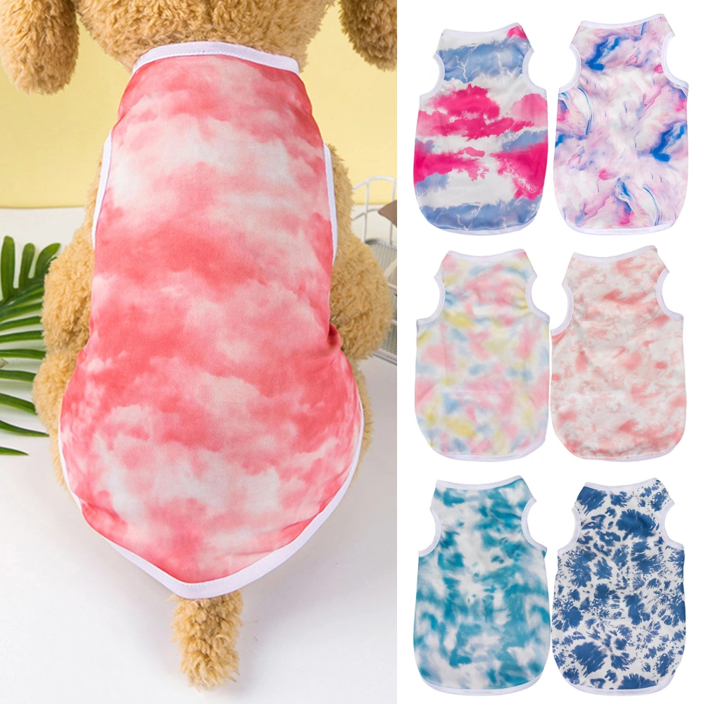 Dog Clothes Durable Hemming Comfortable Fine Workmanship No Pilling Close-fitting Photo Props Polyester Tie Dye Dog Vest for Teddy