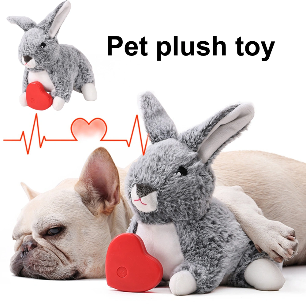 Puppy Toy Soft Texture Cute Rabbit Simulate Heartbeat Bite Resistant Interactive Emotional Comfort Washable Pet Puppy Heartbeat Interactive Plush Toy for Daily Use