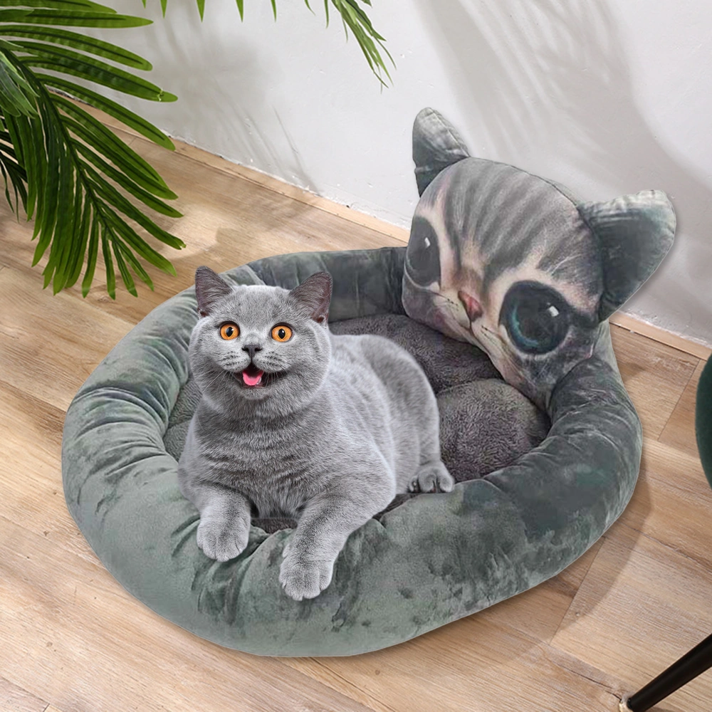 Pet Warm Bed Breathable Filling Cozy Keep Warm Thick Sleep Elastic Cat Head Decor Winter Cat Bed Pet Supplies