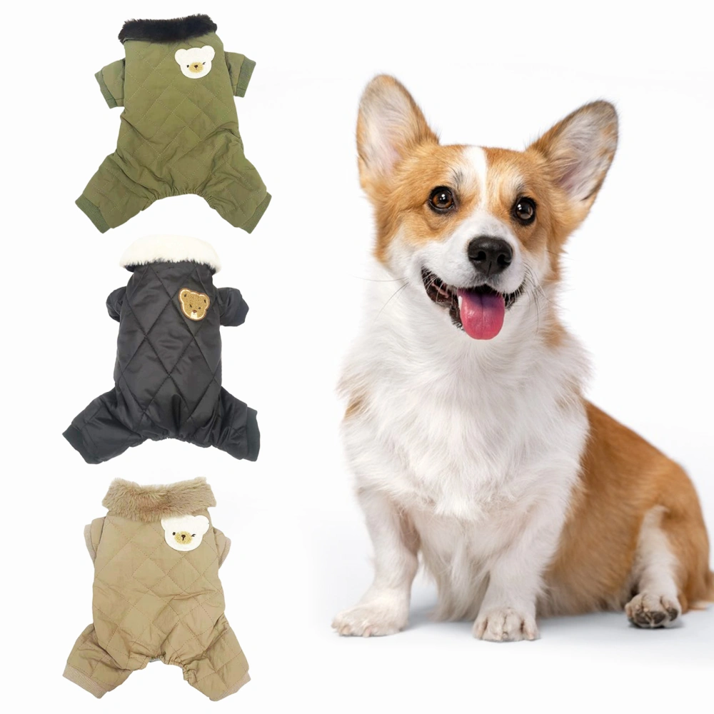 Dog Padded Coat Thicken Soft Crew Neck Collar Terry Non-pilling Keep Warm Cotton Winter Korean Four-legged Pet Clothes for Puppy