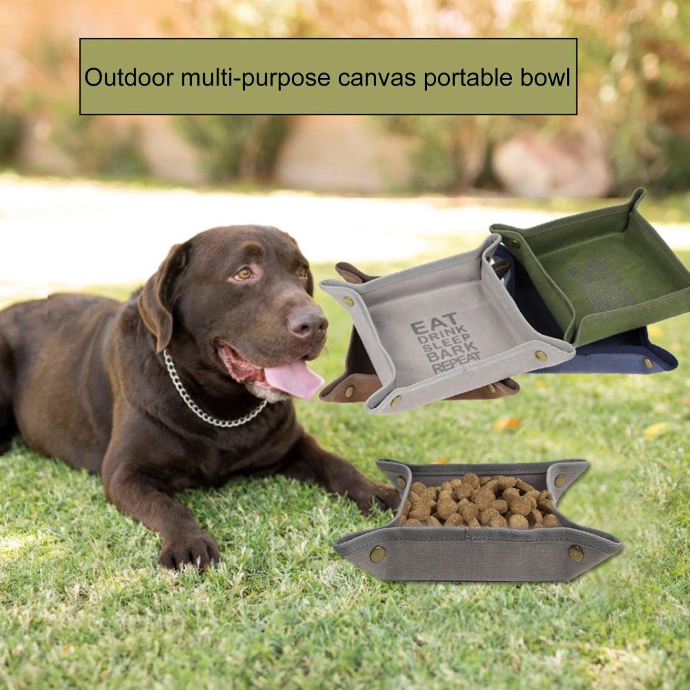 Dog Bowl Waterproof Concealed Buckle Design Disassembly Folding Oilproof Easy Cleaning Canvas Cat Puppy Dishes Feeder for Outdoor