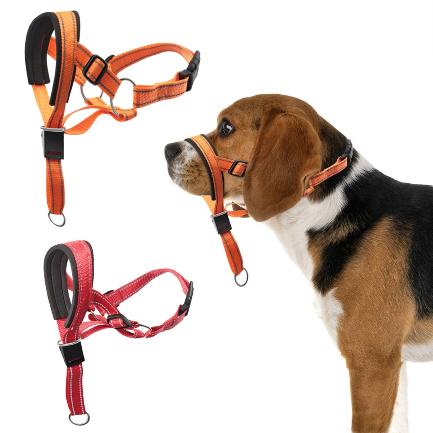 Dog Mouth Muzzle with Tow Ring Adjustable Loop Wear-resistant Portable 3 Colors Prevent Bite Traction Tool Rope Muzzle Large Dog Anti-Barking Muzzle Pet Supplies