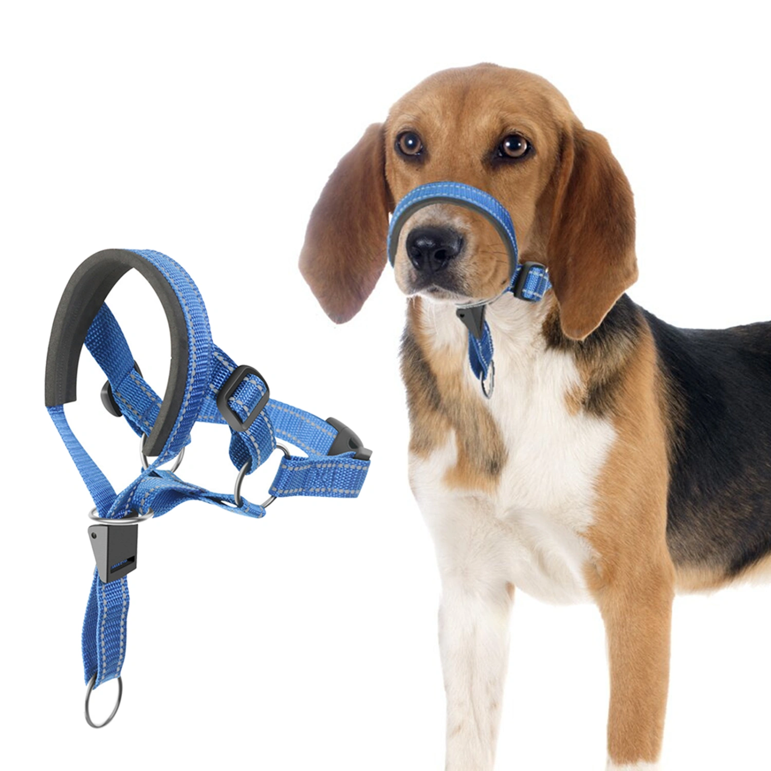 Dog Mouth Muzzle with Tow Ring Adjustable Loop Wear-resistant Portable 3 Colors Prevent Bite Traction Tool Rope Muzzle Large Dog Anti-Barking Muzzle Pet Supplies