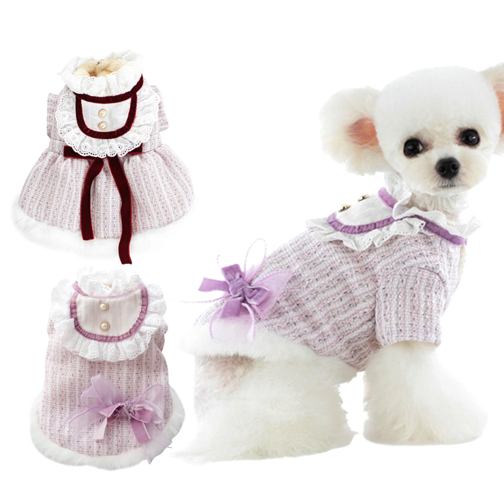 Pet Skirt Lace Edge Soft Elastic Comfortable Universal Party Accessory Acrylic Sweet Ladylike Dog Dress for Autumn