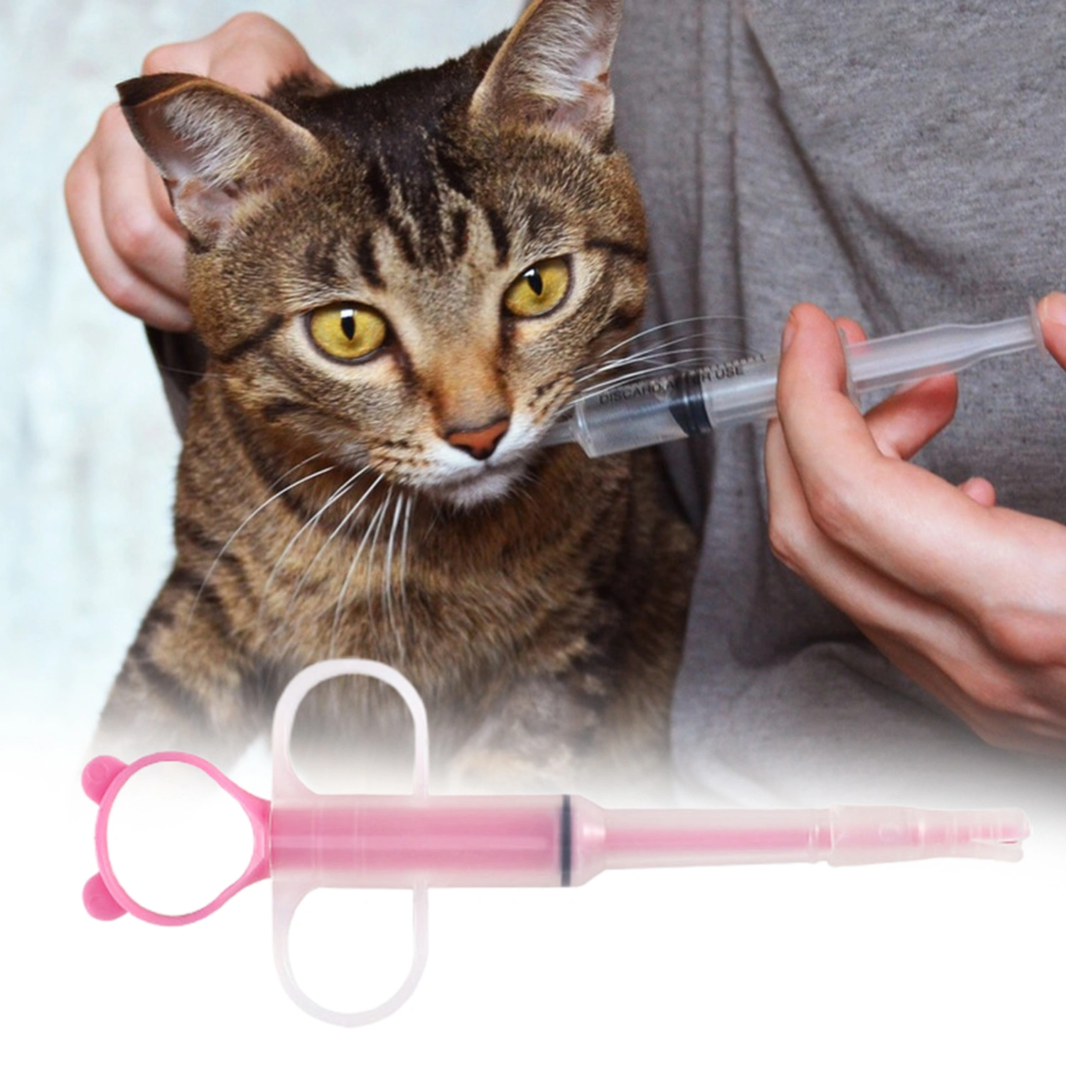 Dog Feeder with Scale Comfortable Handle Ear Appearance Universal Anti-choke Plastic Pet Food Pill Feeding Tool for Puppy