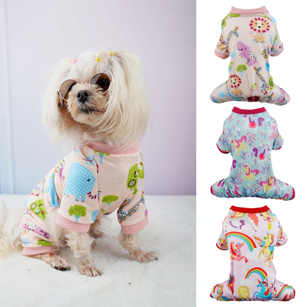 Dog Quadruped Pajamas Elastic Tail Cartoon Pictures Soft Comfortable Four-legged Dress Up Polyester Colorful Rainbow Pet Pajamas for Autumn