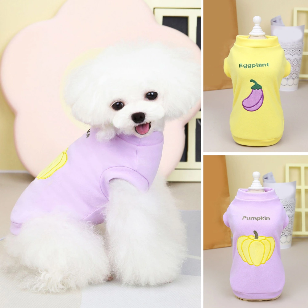 Pet Clothes Bouncy Printing Soft Comfortable Rural Style Keep Warm Polyester Eggplant Pattern Dog Pajamas for Indoor