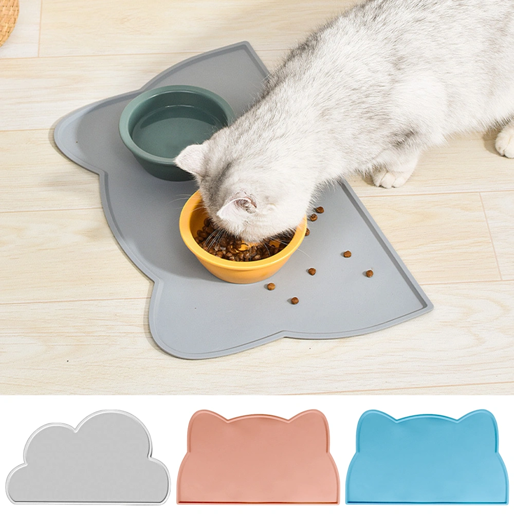 Pet Feeding Mat Strong Flexibility Anti-slip Waterproof Cat Head Shape Cat Dog Silicone Food Mat for Daily Use