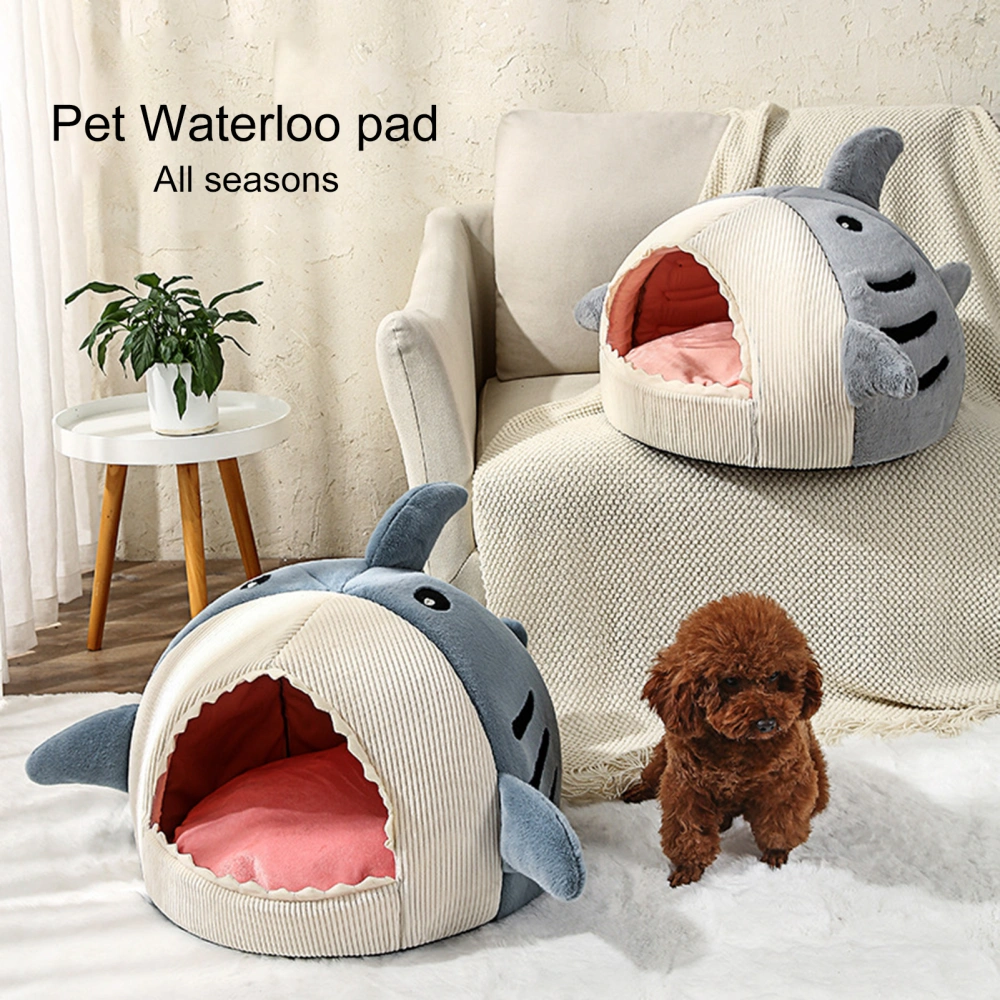 Cat Nest Cartoon Shark Shape Big Mouth Thick Cute Animal Warm Rest And Sleep Semi-closed Pet Mini House for Four Seasons