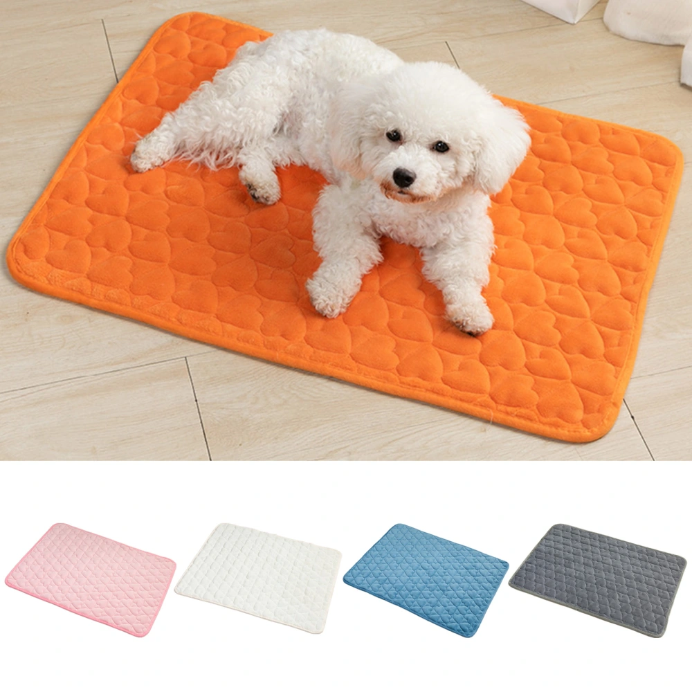 Pet Bed Non-slip Bottom Durable Seam Heart Pattern Skin-touch Comfortable Rest Cloth Padded Velvet Puppy Bed Mat for Bedroom