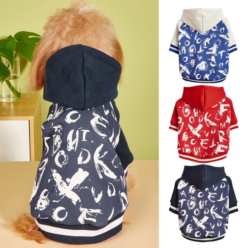 Dog Pullover Button Closure Soft Comfortable Letter Print Pet Dog Plush Hooded Top for Outdoor