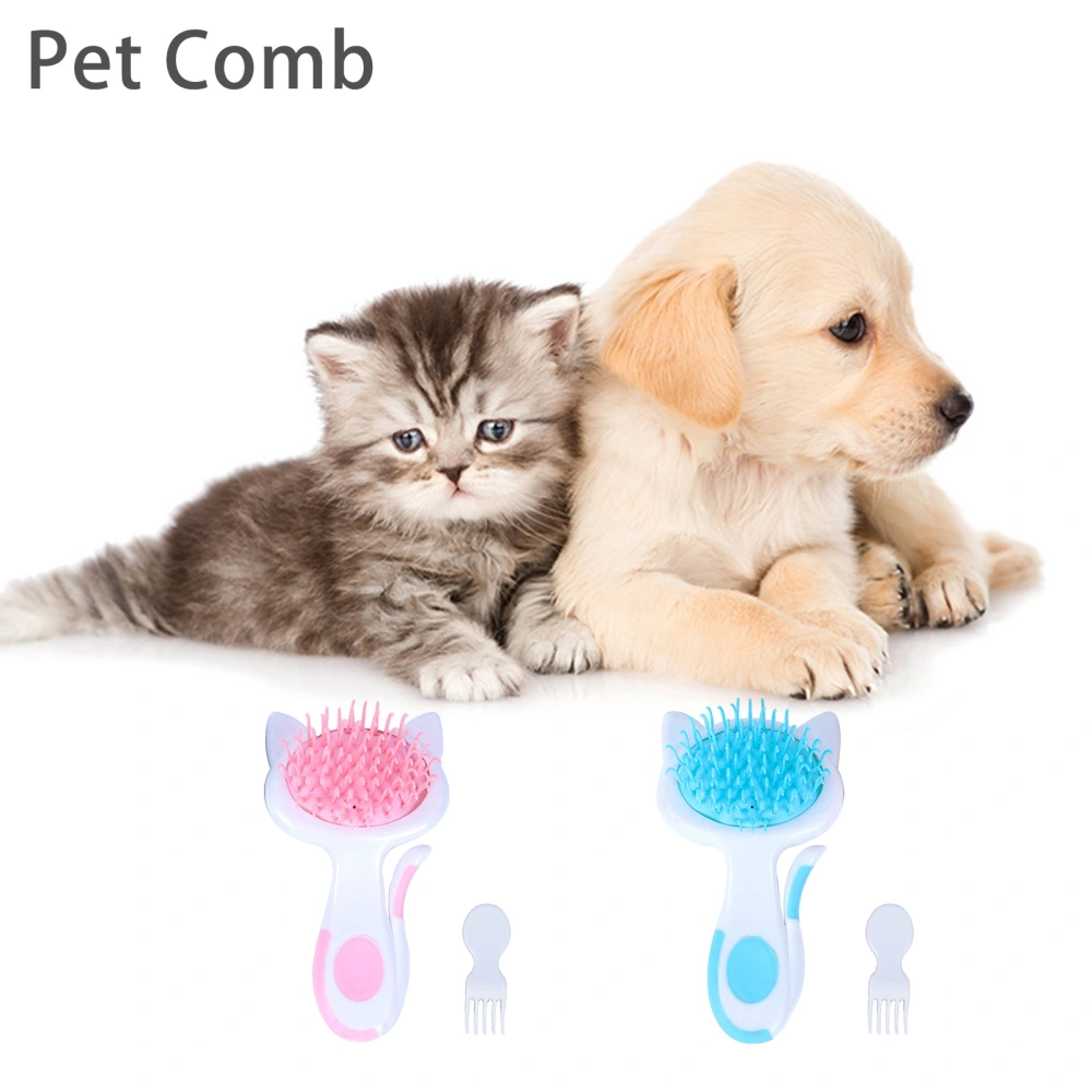 1 Set Cat Comb High Dense Curved Bristles Labor-saving Cute Shape Comfortable Handle Grooming Accessories Pet Hair Remover Brush for Home