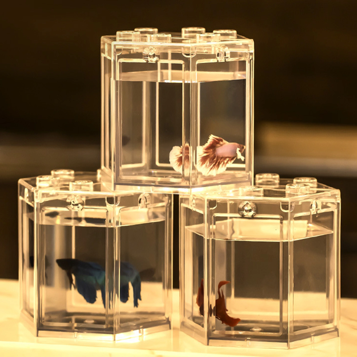 Mini Fish Tank with LED Light Micro Landscape Ecological Tank Fish Shrimp Breeding Aquarium Tank for Reptile Jellyfish Goldfish 