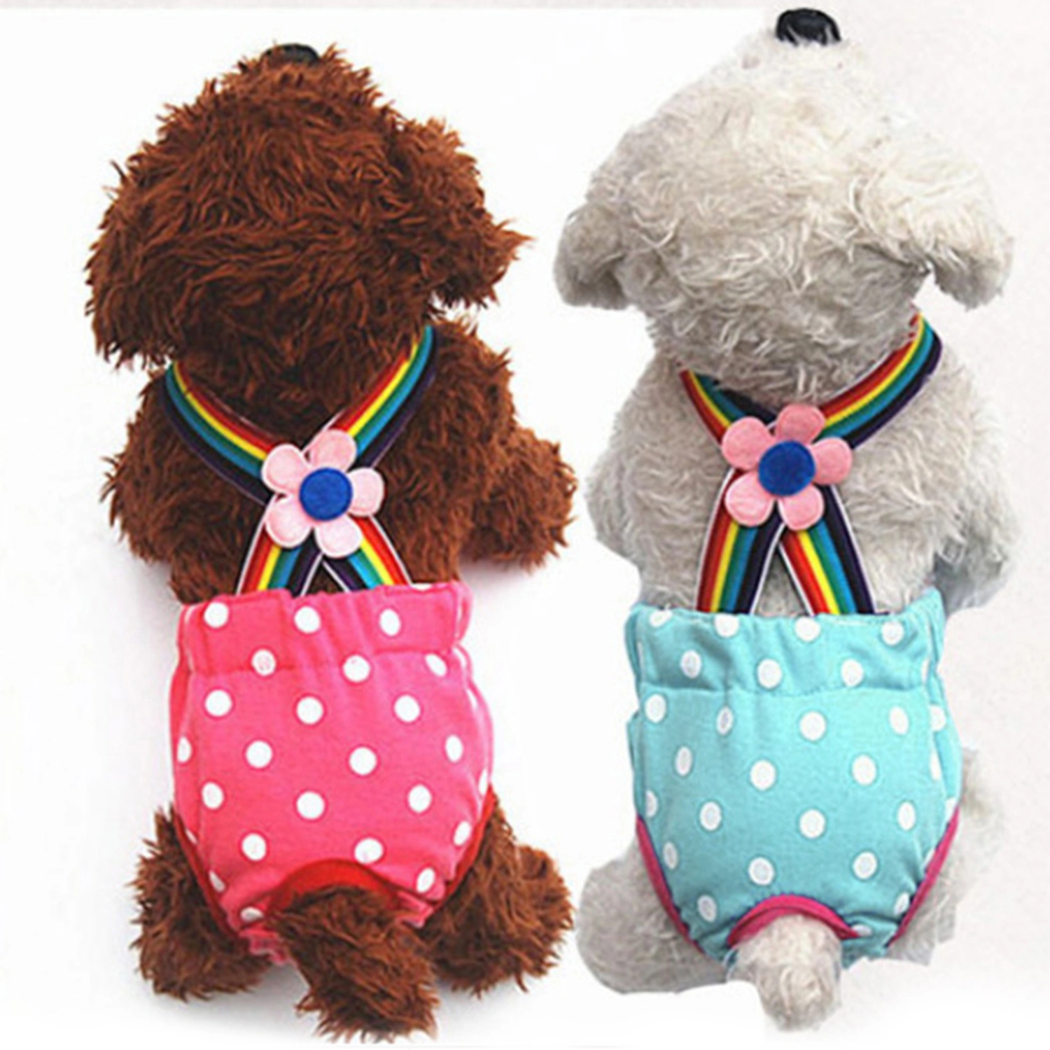 Female Dog Diaper Cute Comfortable Washable Polka Dot Striped Sanitary Diaper Pet Physiological Pants for Home