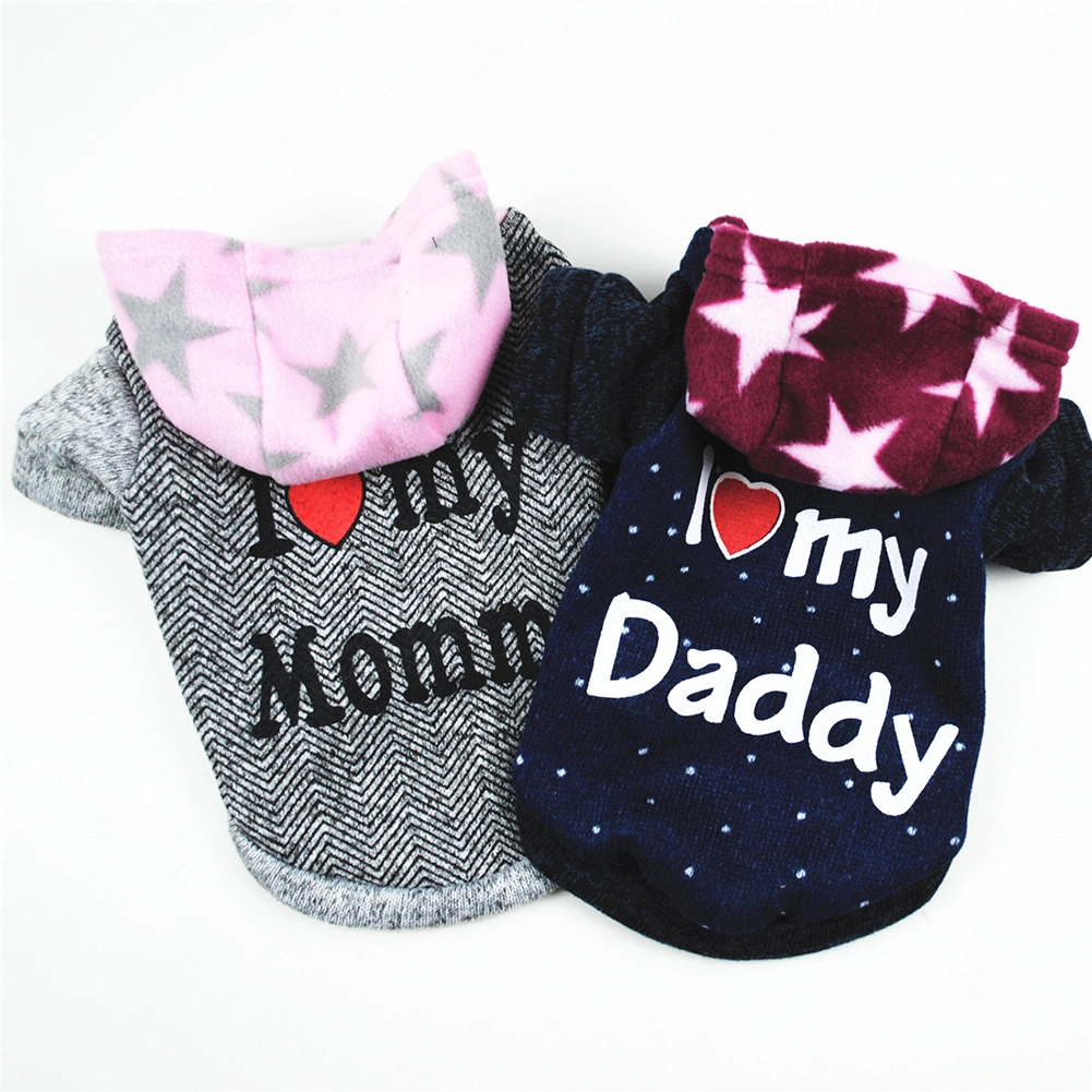 Pet Dog Puppy I Love Daddy Mommy Hoodie Clothes Costume Jacket Coat Apparel