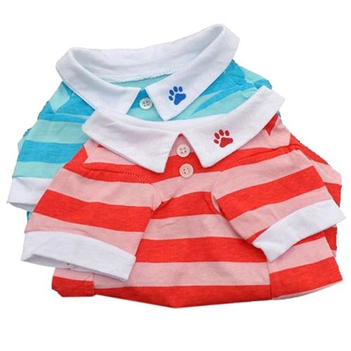 Dog Puppy Summer Cute Paw Striped Pattern Pet Shirt Tee Clothes Costume