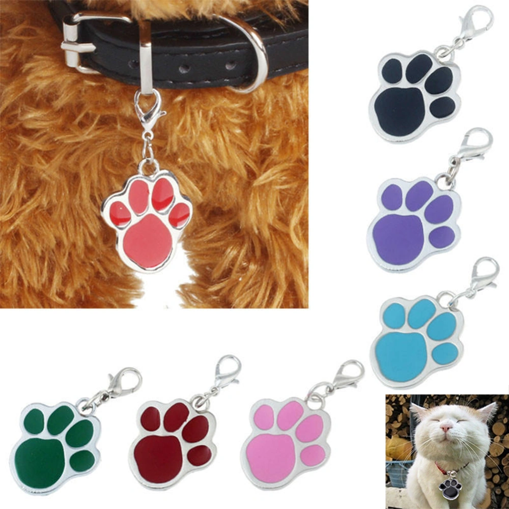 Paw Dog Puppy Cat Anti-Lost ID Name Tags Collar Pendant Charm Pet Accessories