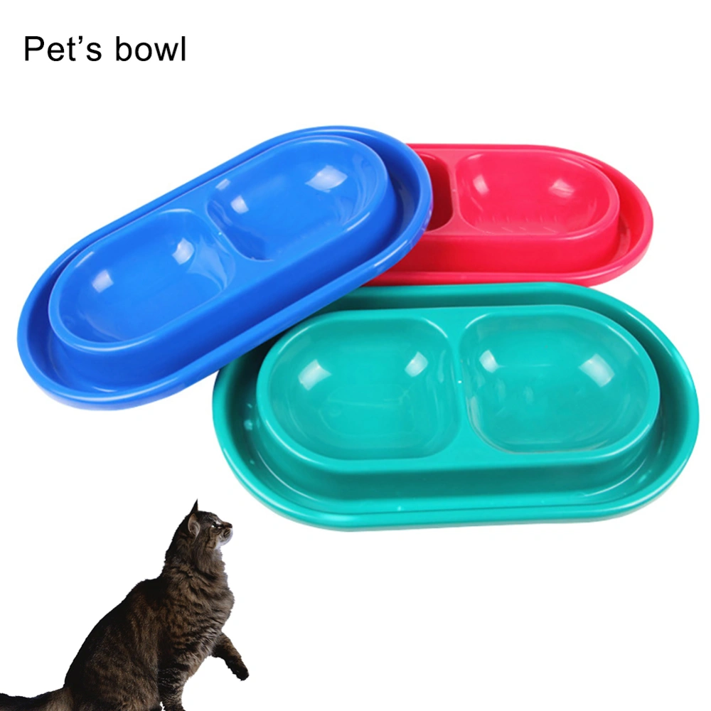 Puppy Dog Cat Food Water Dish No Slip Feeder Double Dispenser Bowl Pet Supplies