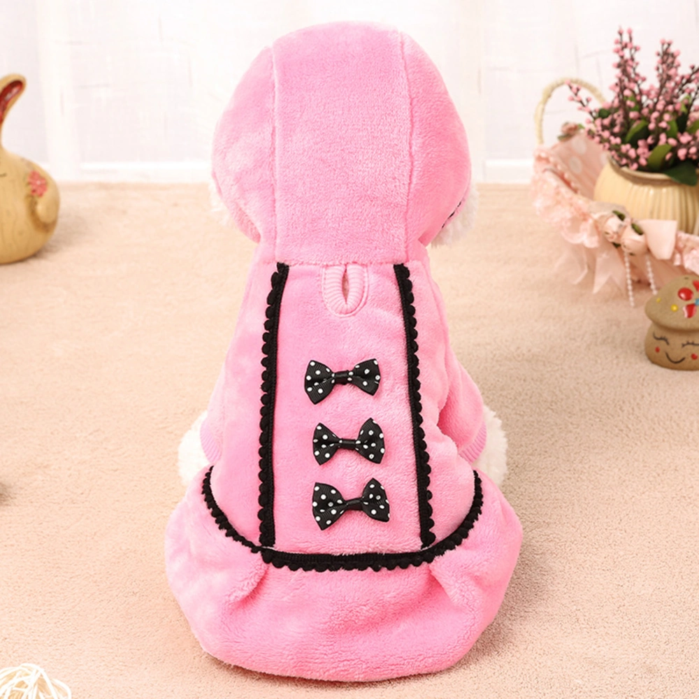 Lovely Bowknot Winter Pet Princess Dress Spring Hooded Puppy Skirt Dog Cloth