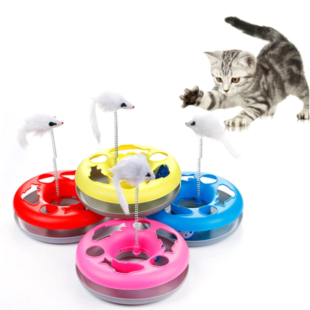 Funny Spring Mice Crazy Amusement Disk Cat Kitten Playing Activity Toy Gift