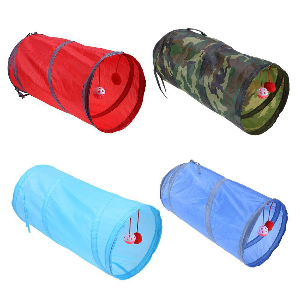 Cat Kitten Tunnel Toy Tube Hideout Playing Folding Nest Tent Ball Pet Supplies