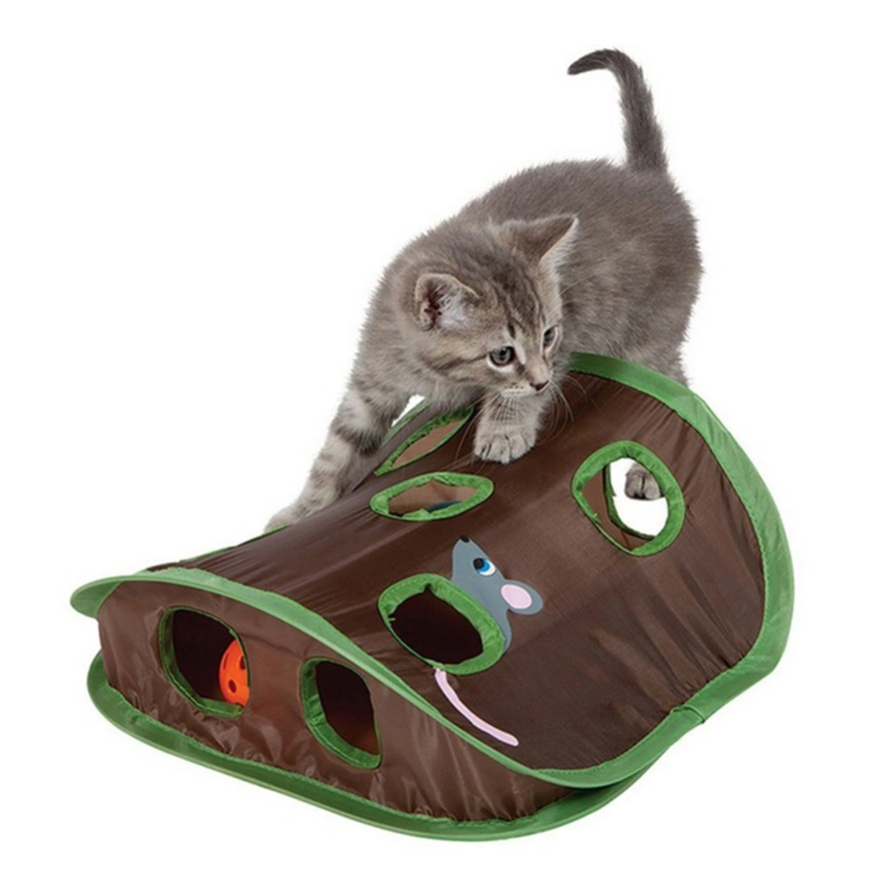 Foldable 9-hole Cat Kitten Interactive Toy Ball Bell Mouse Hidden Pet Supplies