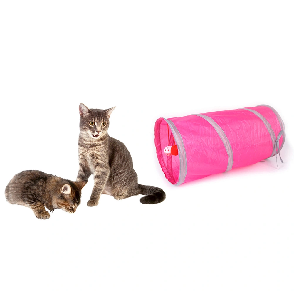 Funny Pet Cat Kitten 2 Holes Tunnel Collapsible Ball Tube Play Training Toy