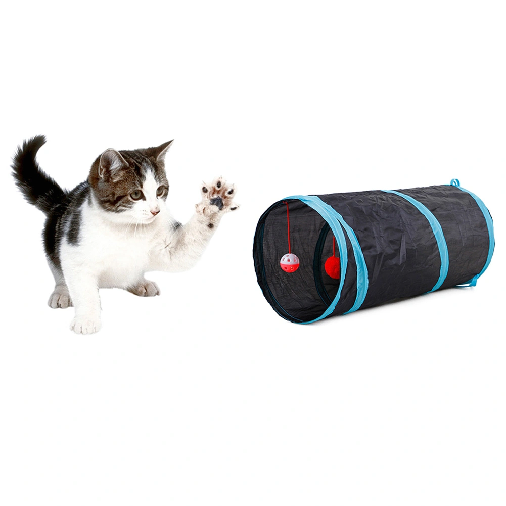 Funny Pet Cat Kitten 2 Holes Tunnel Collapsible Ball Tube Play Training Toy