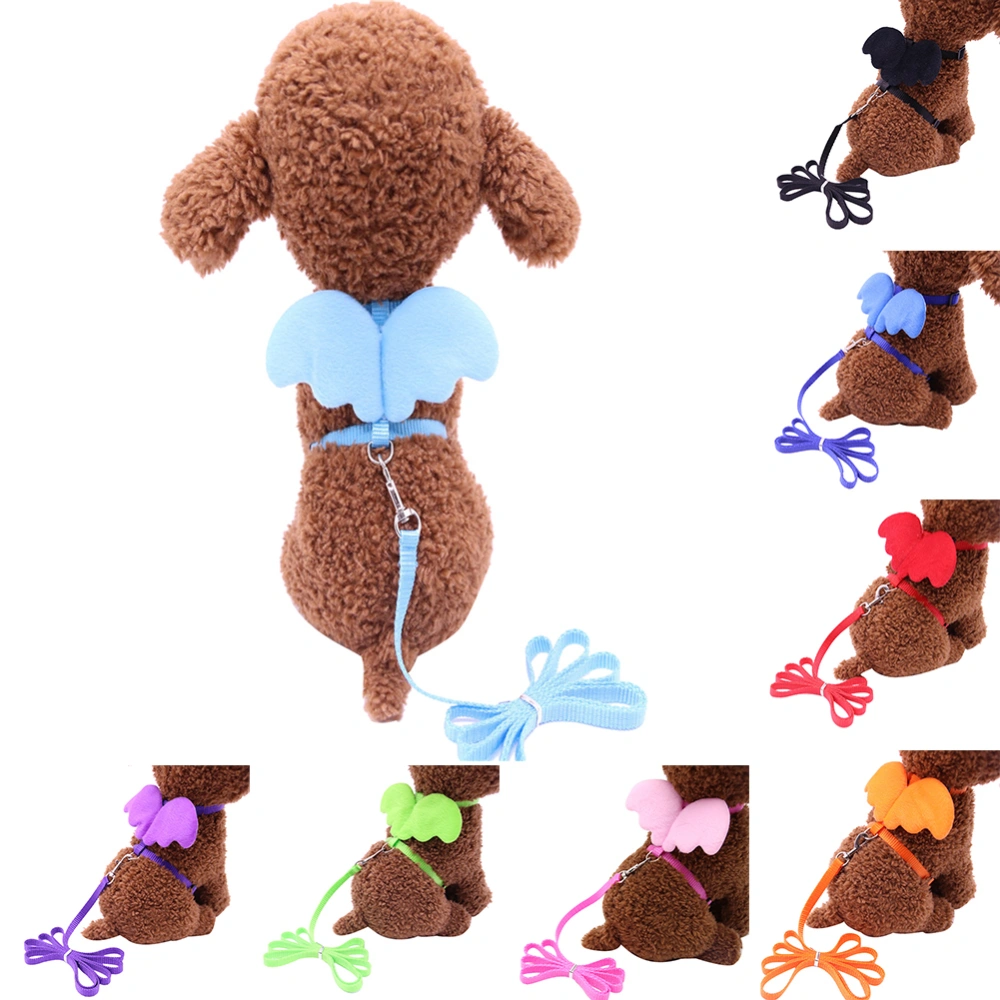 Cute Solid Color Mini Wings Nylon Pet Harness Chest Strap Dog Cat Lead Leash