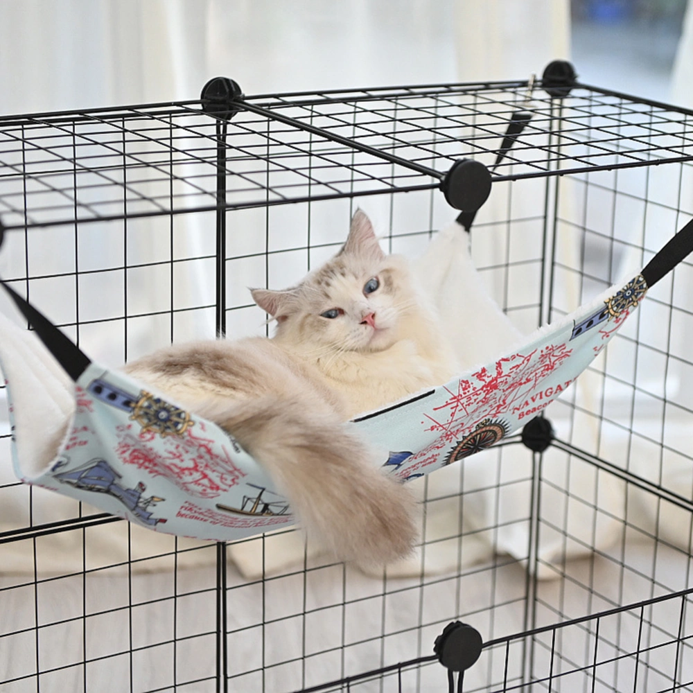 Sailboat Compass Print Reversible Soft Cat Kitten Swing Hammock Pet Hanging Bed