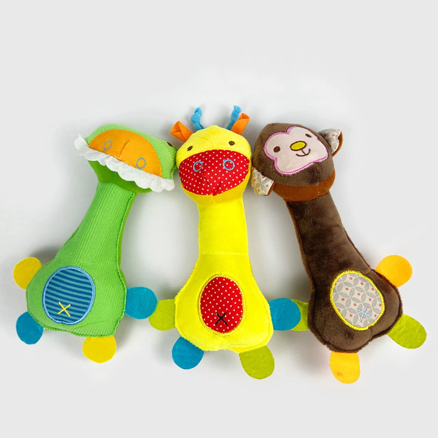 Pet Bite Resistant Cartoon Monkey Deer Dinosaur Dolls Toy Plush Vocal Dog Rattle