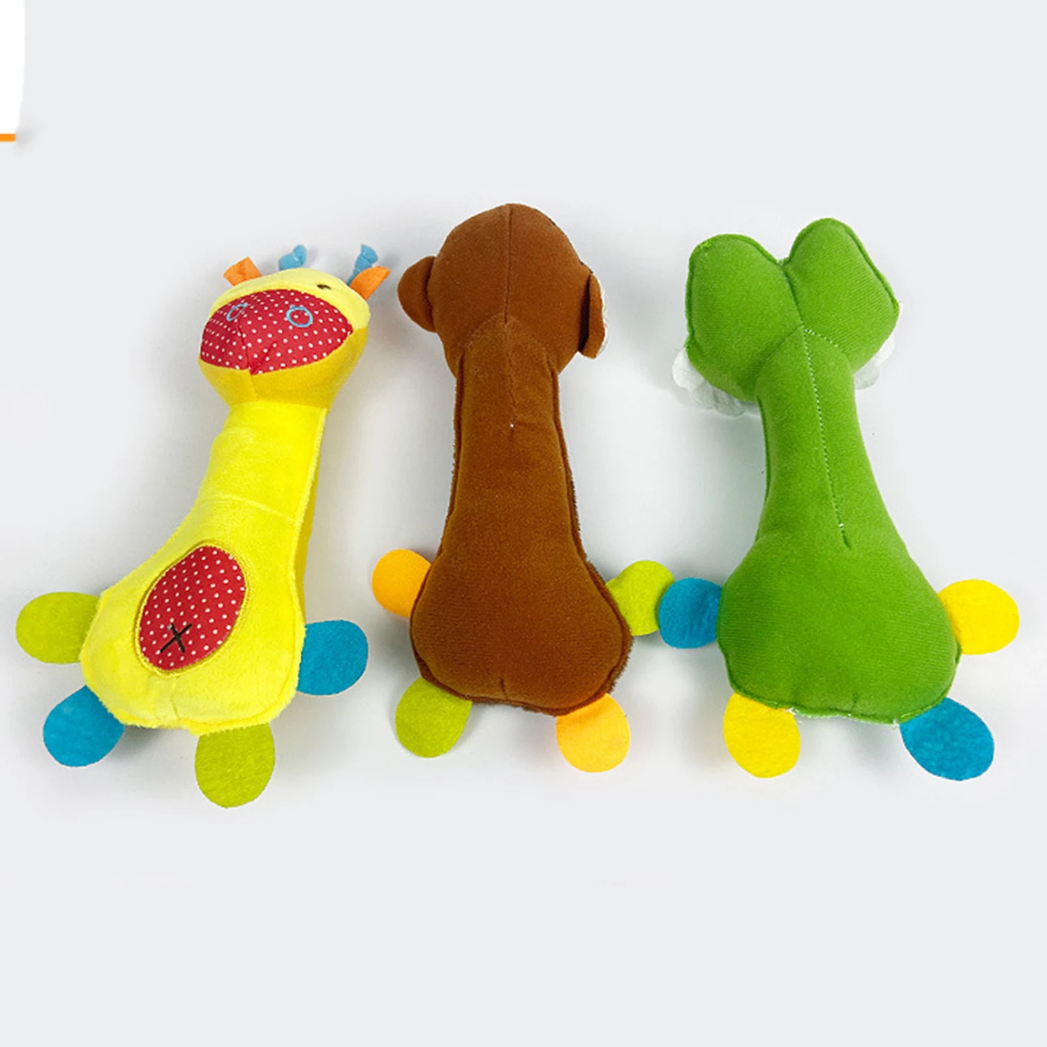 Pet Bite Resistant Cartoon Monkey Deer Dinosaur Dolls Toy Plush Vocal Dog Rattle
