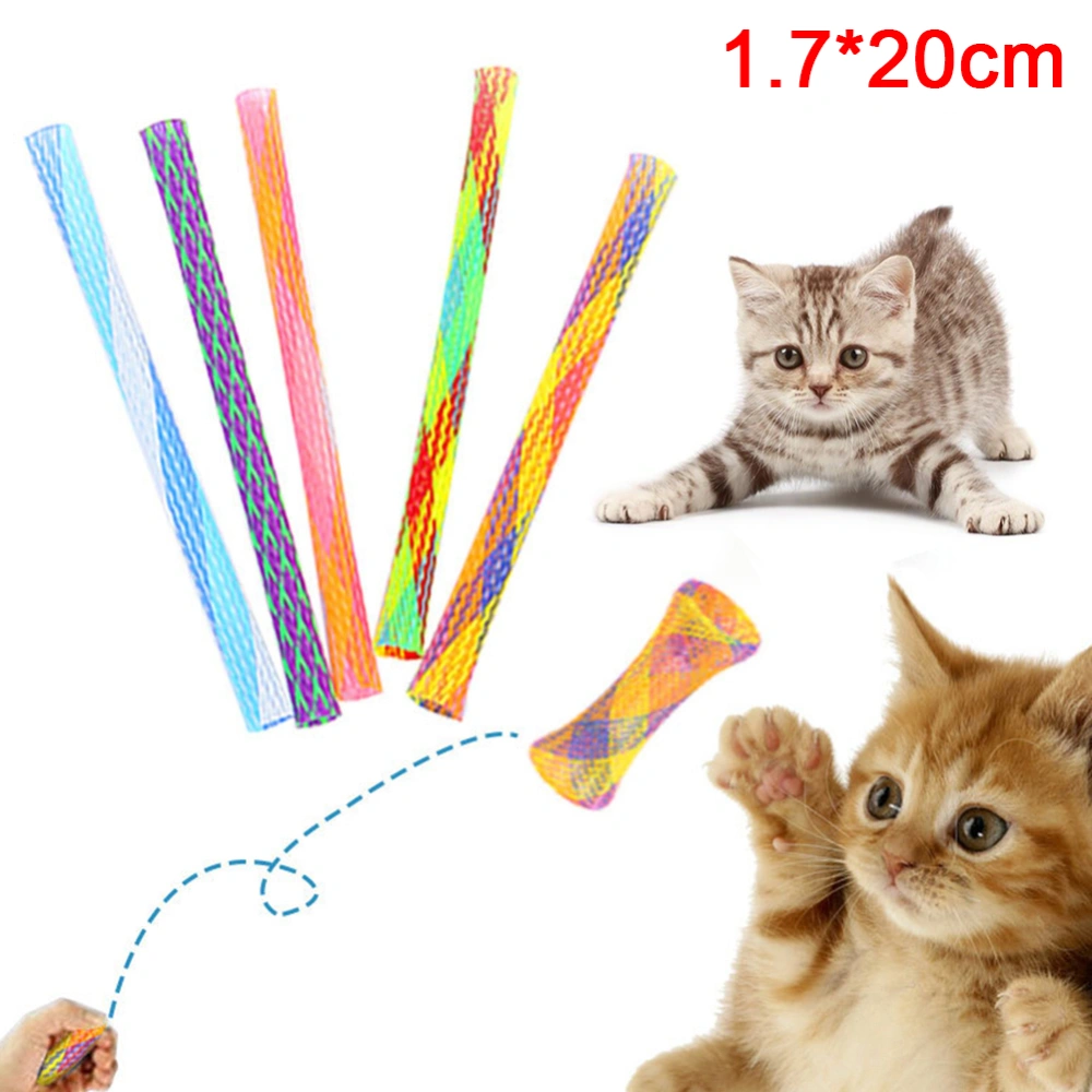 5/10Pcs Pet Cats Kitten Folding Bouncing Elastic Spring Playing Interactive Toy