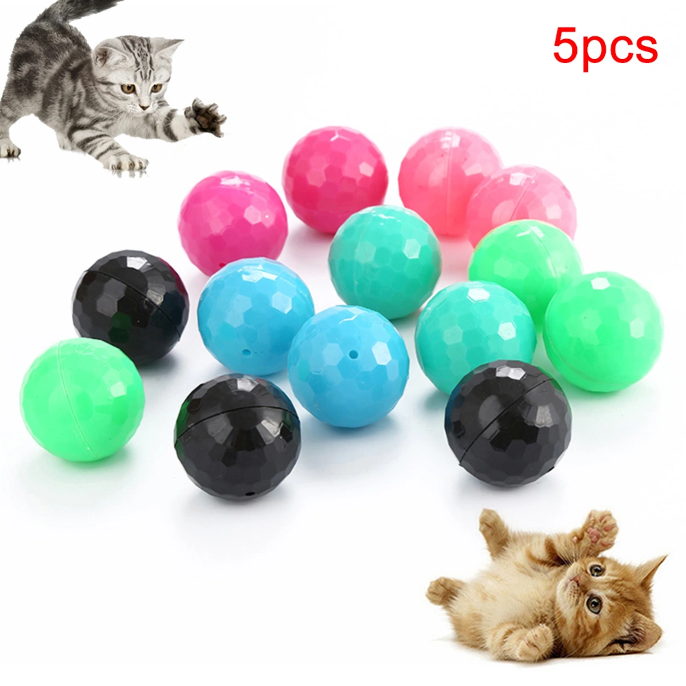 5Pcs Pet Cats Kitten Plaid Sound Ball Bell Interactive Chew Scratch Play Toy