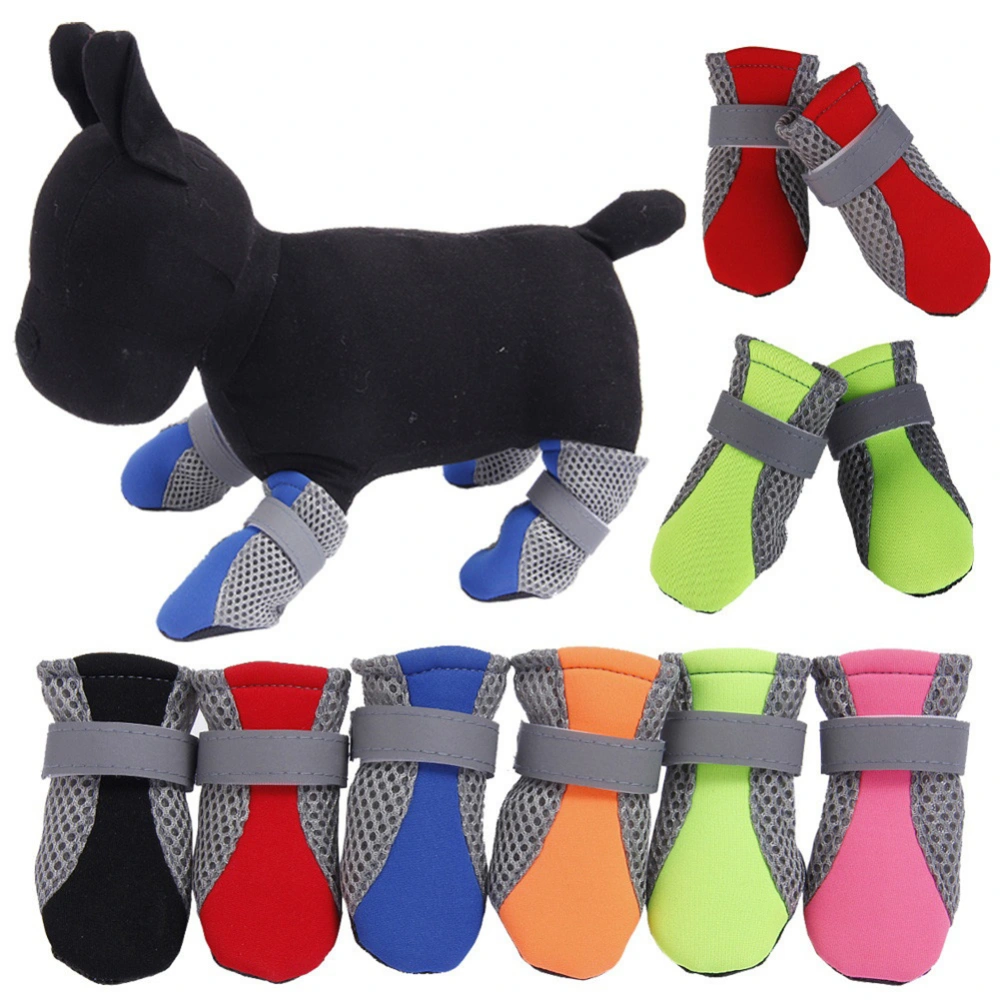 4Pcs Pet Dog Shoes Non-slip Soft Sole Breathable Mesh Adjustable Straps Boots