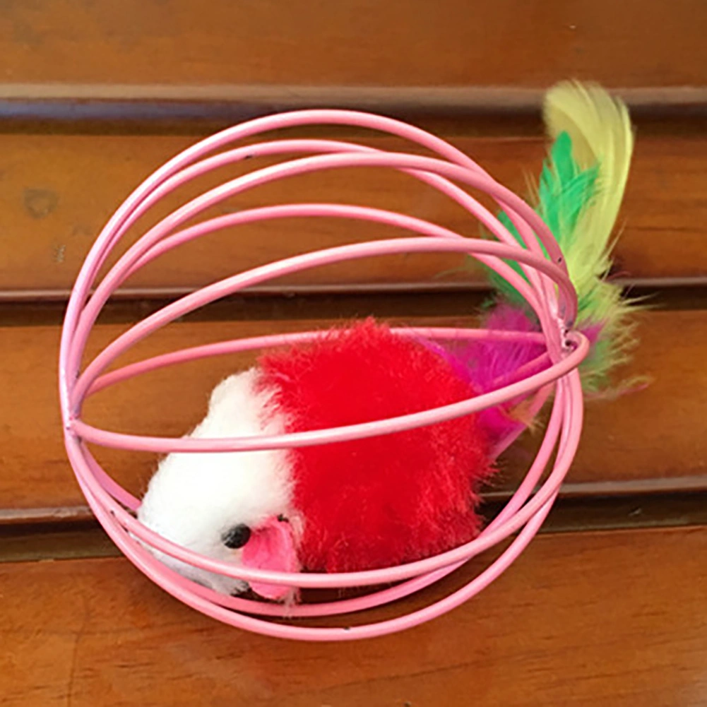 Funny Plush Mouse Cage Ball Pet Cat Kitten Interactive Playing Catching Toy