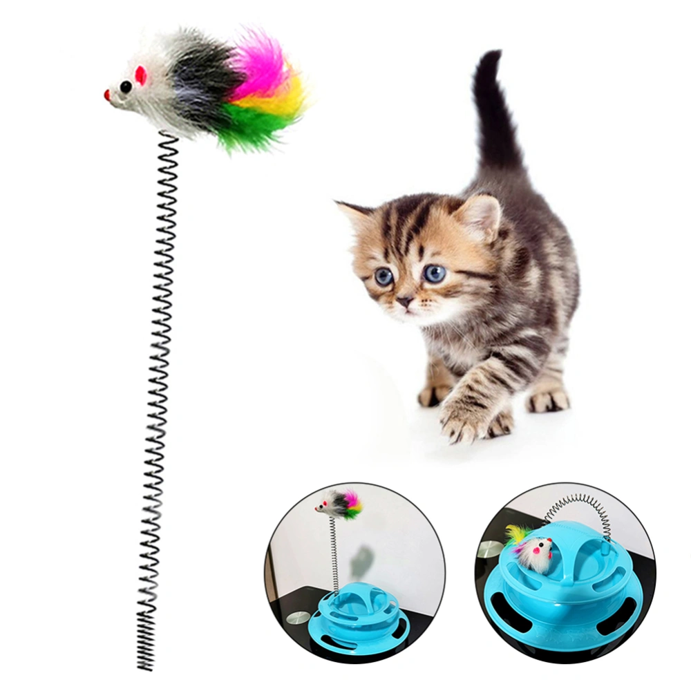 Pet Cat Kitten Amusement Disk Feather Turntable Spring Replacement Play Toy