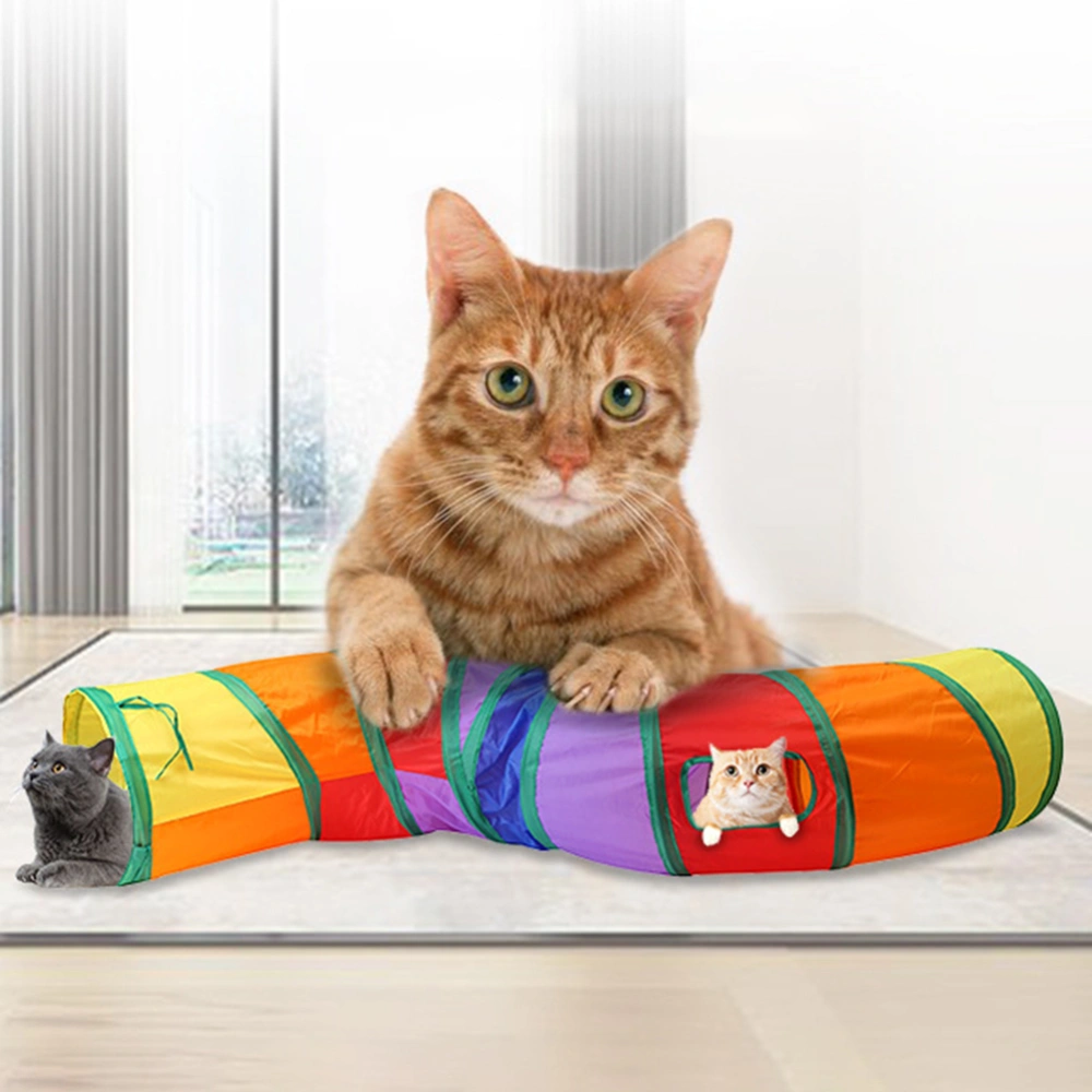 Rainbow S Shape Collapsible Cat Tunnel Tube Kitten Pet Play Training Supply